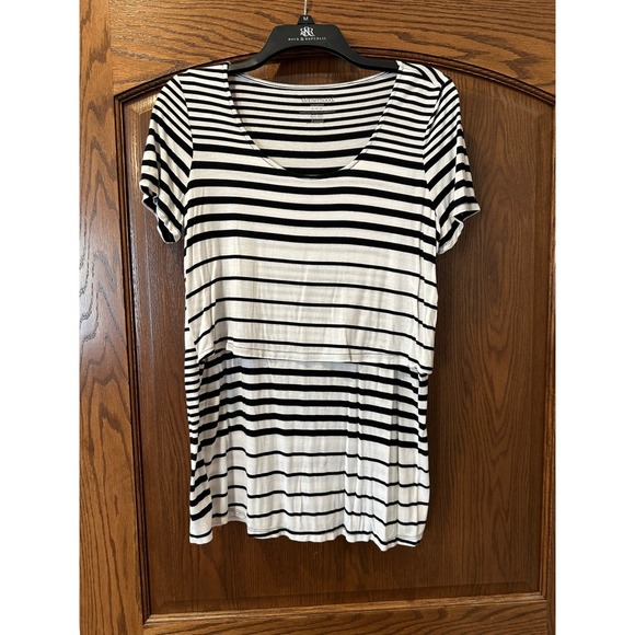 Motherhood Nursing tshirt, black and white stripe - Picture 1 of 4